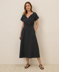 clearance coastal double gauze boho midi dress