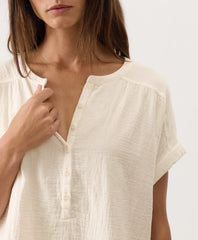 clearance coastal double gauze short sleeve popover