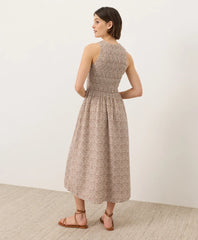 clearance coastal double gauze smocked dress