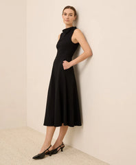 clearance fit & flare cowl neck dress