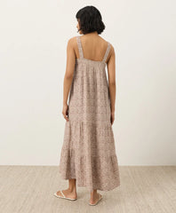 clearance coastal double gauze strappy tiered maxi dress
