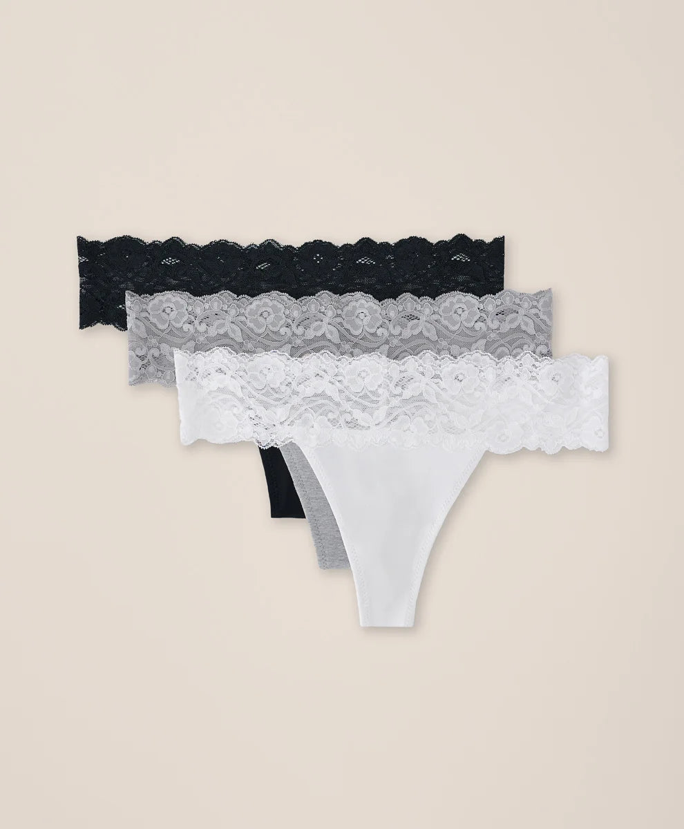 clearance lace waist thong 3-pack