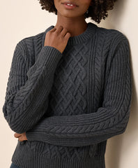 clearance luxe knit cable crew sweater