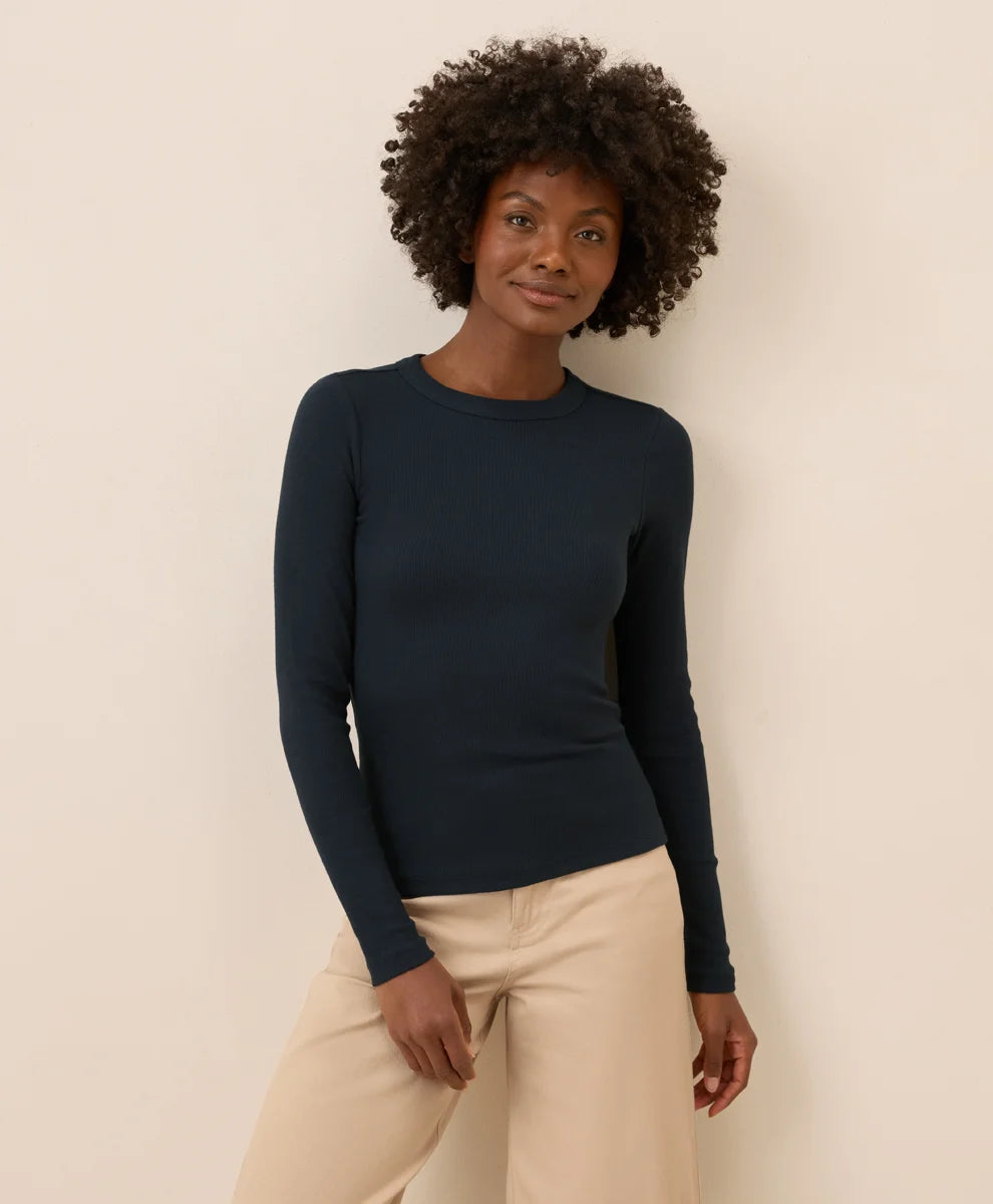 clearance perfect rib crewneck long sleeve tee