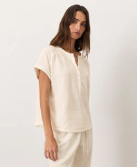 clearance coastal double gauze short sleeve popover