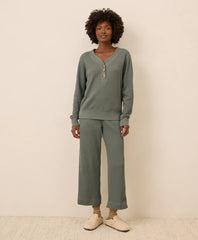clearance thermal waffle wide leg pant
