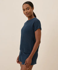 clearance beachside crochet knit short sleeve top