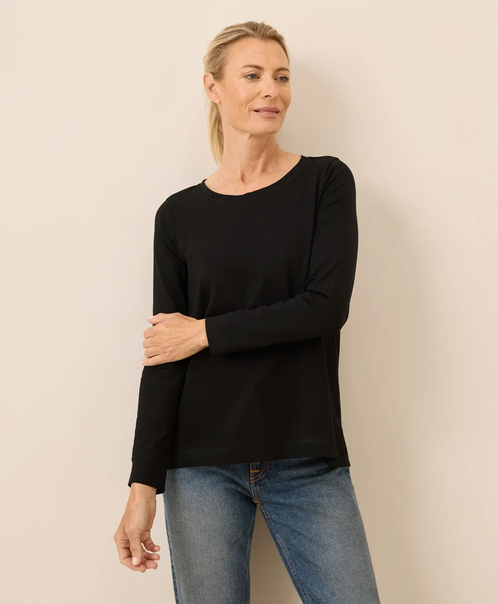 clearance luxe stretch jersey swing long sleeve tee