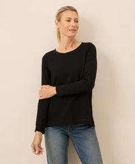clearance luxe stretch jersey swing long sleeve tee