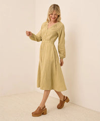 clearance coastal double gauze poet sleeve dress