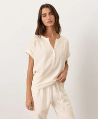 clearance coastal double gauze short sleeve popover