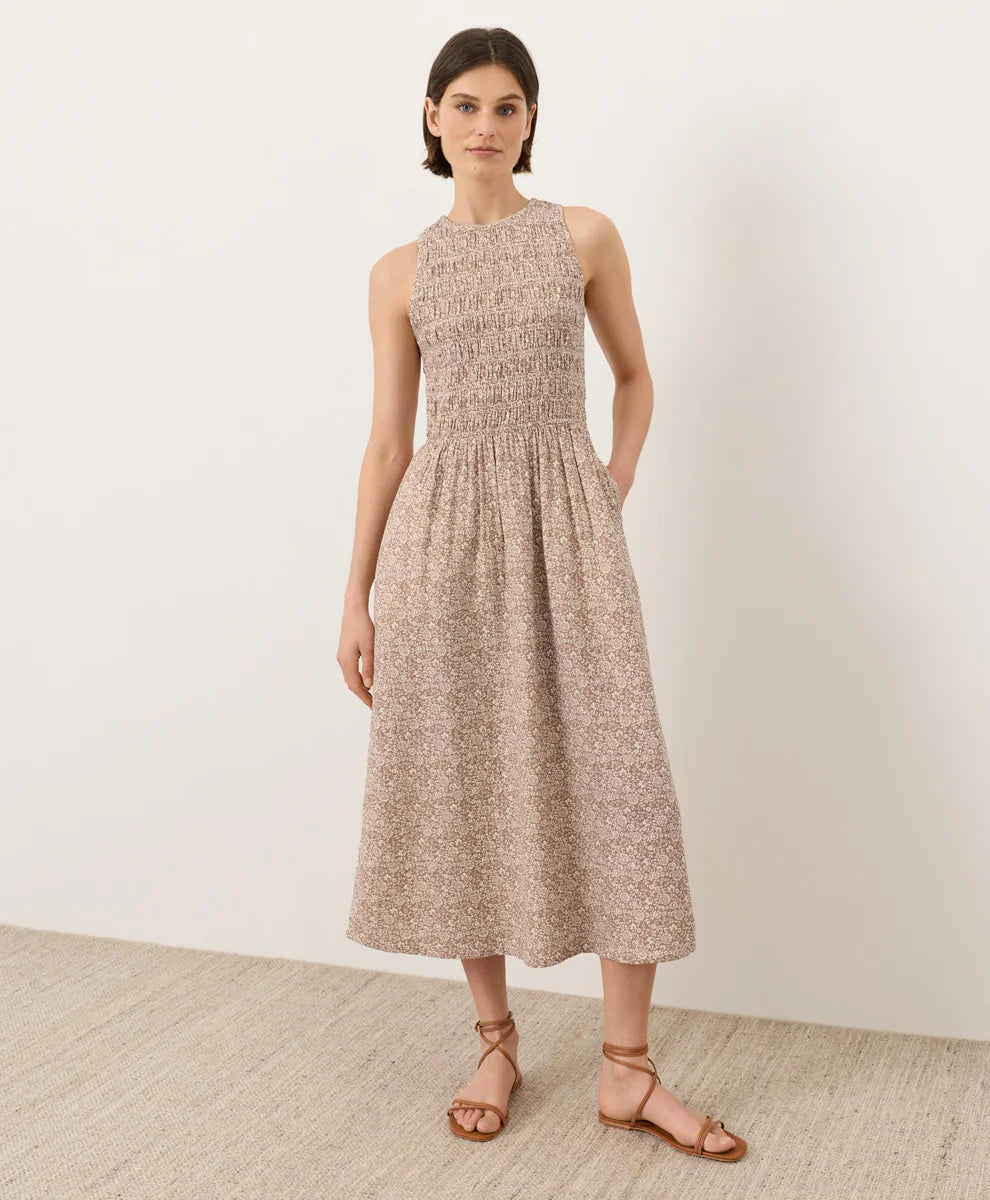 clearance coastal double gauze smocked dress