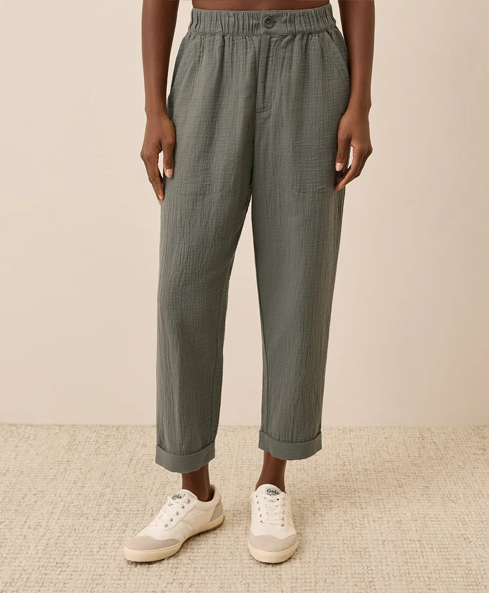 clearance coastal double gauze rolled cuff pant