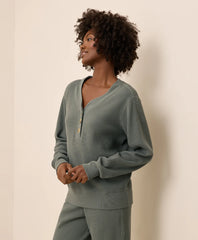 clearance thermal waffle henley pullover